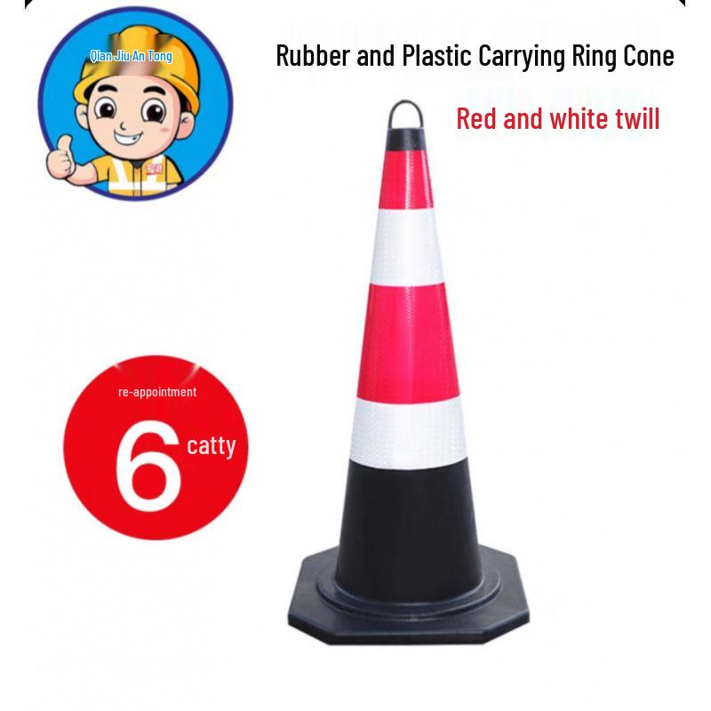70cm Rubber Traffic Cone with Reflective Stripes, Carrying Handle, Warning Post, Safety Barrier, and 90cm Cone Options.