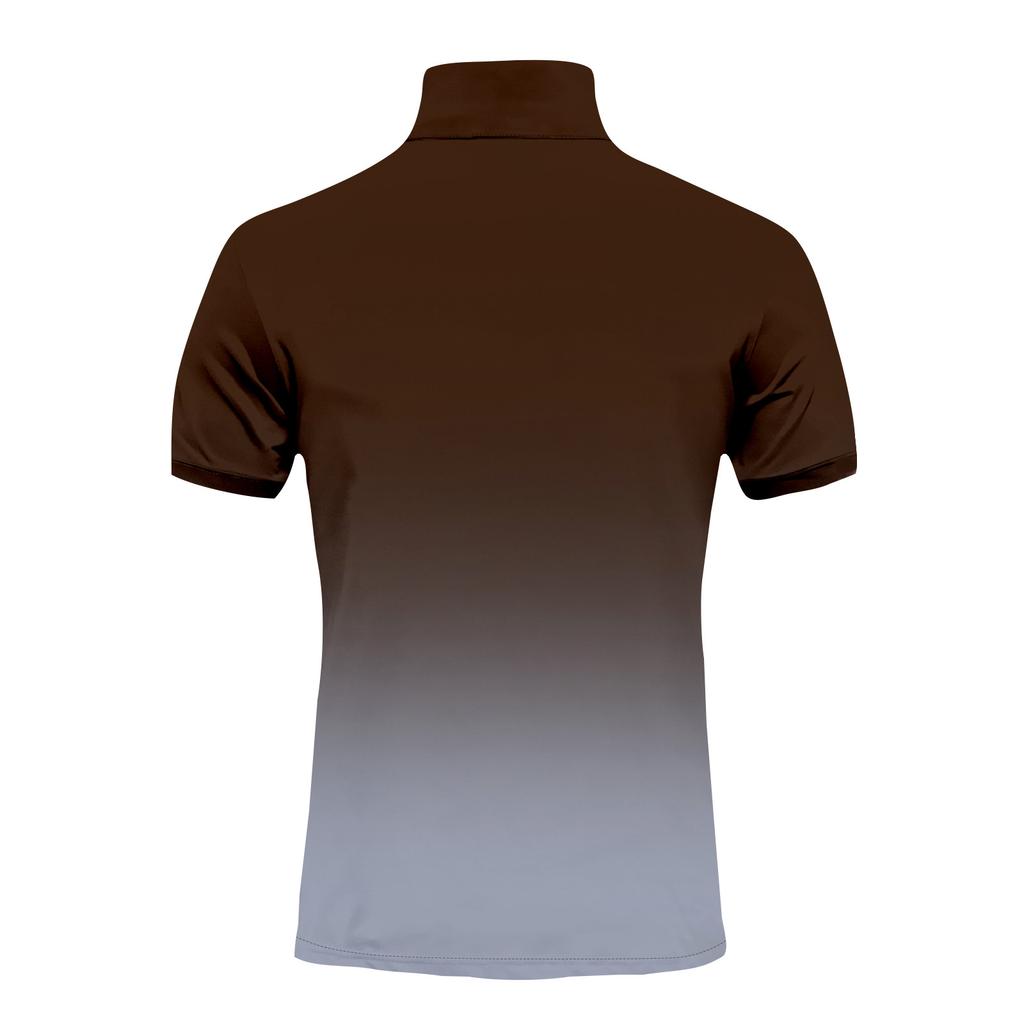 Gradient Color Summer Short Sleeved Lapel Button Men's Casual Top