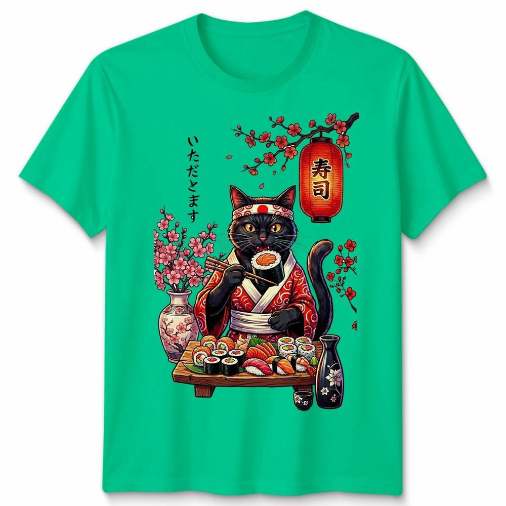 Japanese Sushi Cat Kitten Anime Unisexga Unisex T Shirt Unisexs Unisexs Tee