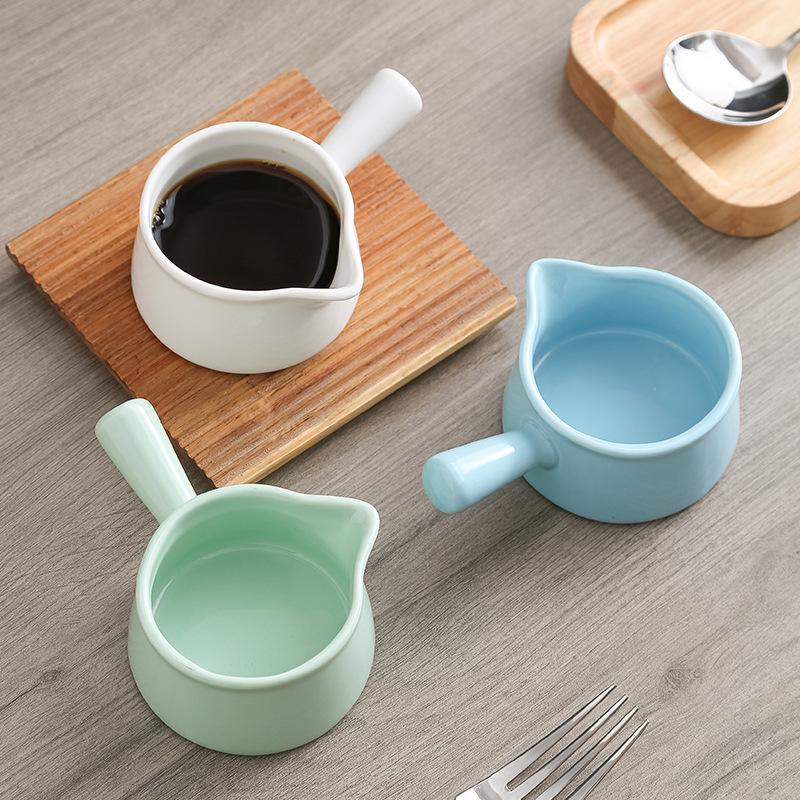 Westliches Keramik-Saftkübel mit Griff Mini Kleine Milchkanne Kaffeegeschirr Sahnetasse Haushalt Gewürz-Saucen-Drizzle-Schale