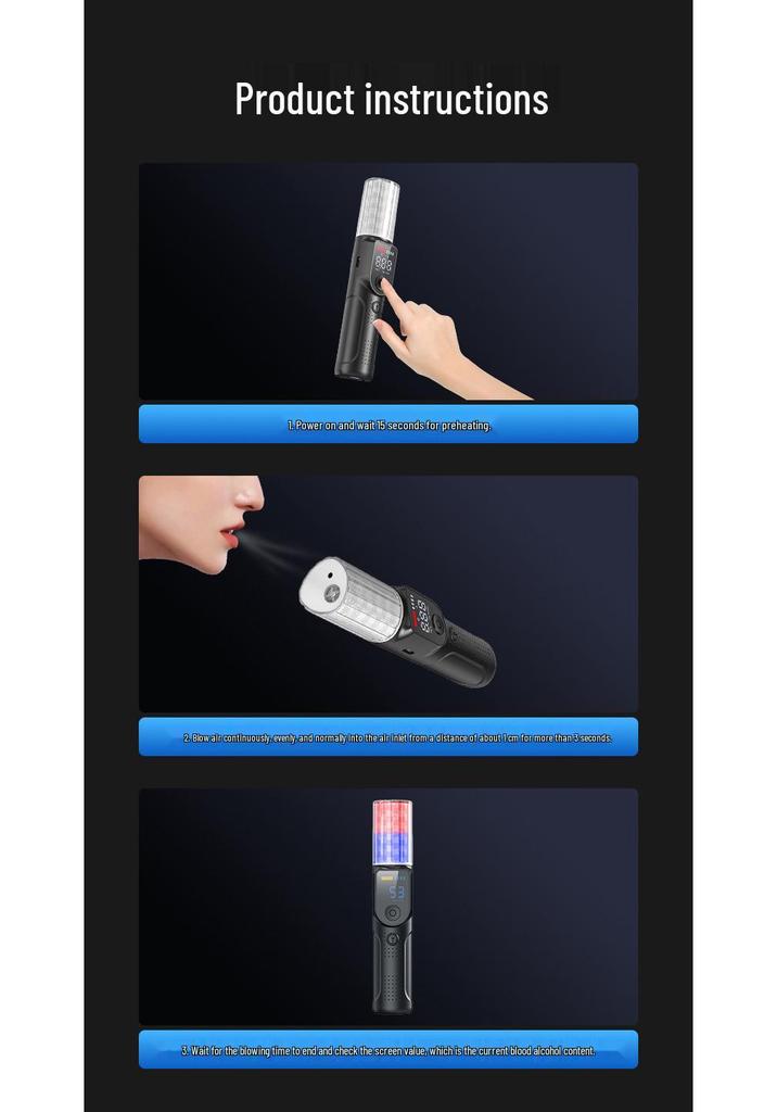 Portable High-Precision Rechargeable Breathalyzer for Drunk Driving Detection