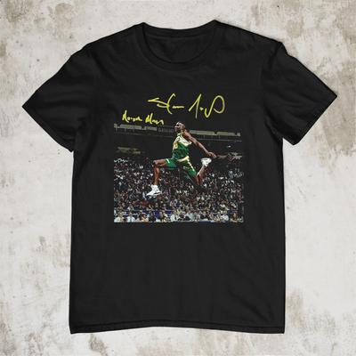 T-shirt da basket firmata Shawn Kemp Nera Unisex Tutte le taglie da S a 5XL JJ4014