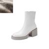 Fashion 2025 New White Winter Women Shoes Genuine Leather Women Boots Platform Chunky Boots Women Solid Women Shoes High Heel Boots
