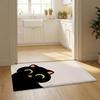 Cartoon Cute Black Cat Kawaii Floor Mat Flannel Door Mat Non-Slip Bedroom Living Room Home Decor