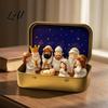 Religious Theme Table Decor Miniature Hanukkah Menorah Diorama Tin Box Pocket Scene Set with Figurines And Nativity Scenes Menorah Mini in A Box for
