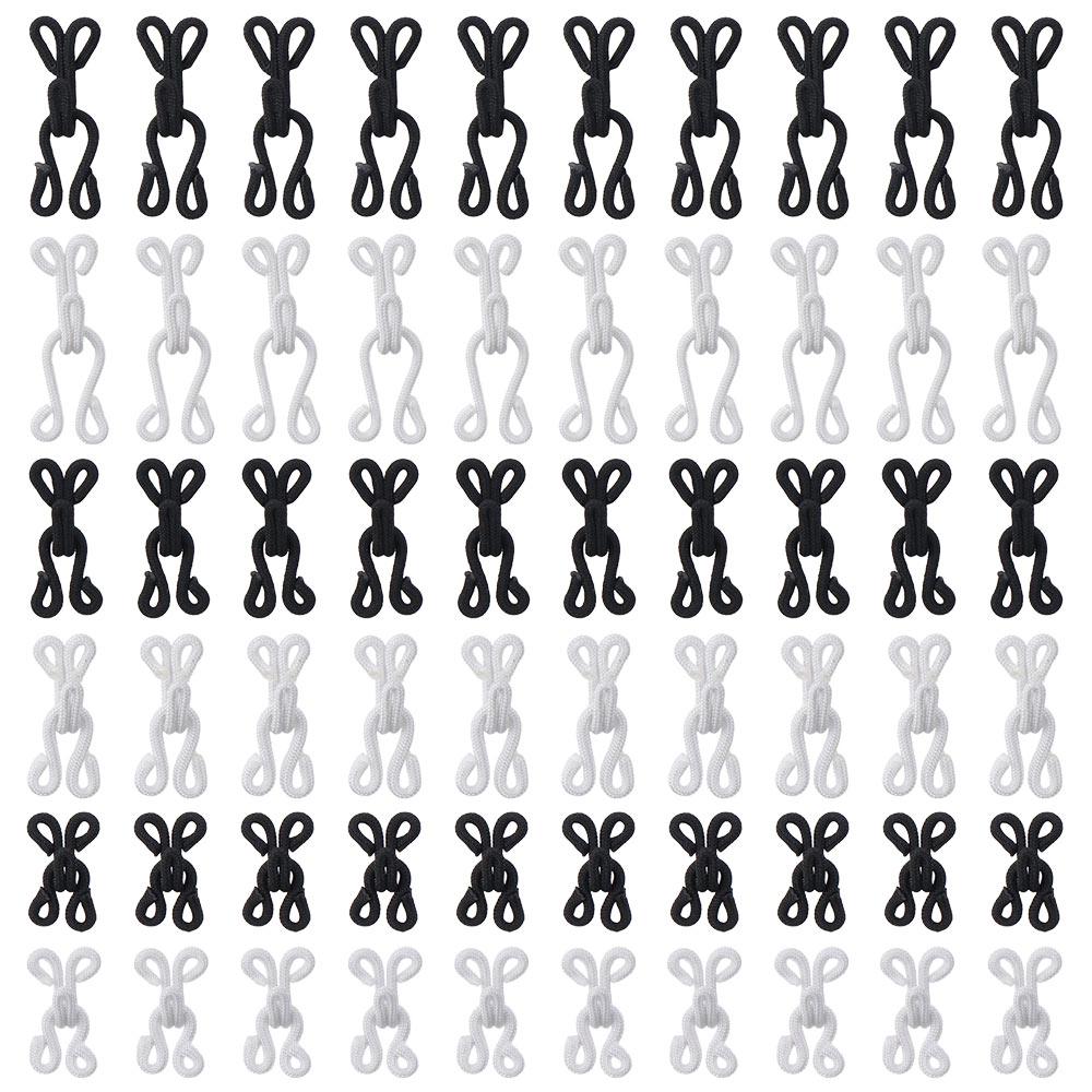 60 Sets DIY Craft Black and White Hook and Eye 3 Size Hook Button Hook Covered Hook and Eye Closure Bra