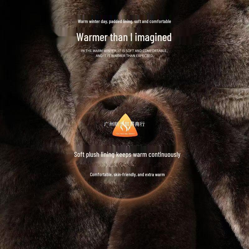 Dad's Velvet Thickened Winter Jacket for Middle-Aged & Elderly Men - Chenille Lapel Woolen Coat