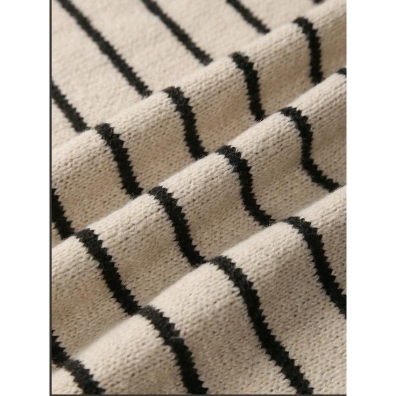Women S Loose Casual Knit Striped Round Neck Sweater