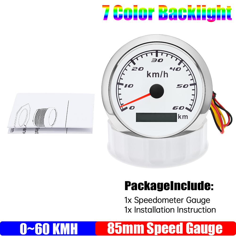 ZMFJH 30KMH-300KMH 85mm Analog Pulse Speedometer Gauge 7 Color Light Speed Meter Pulse Signal Speedometer Car Boat Yacht 12V24V