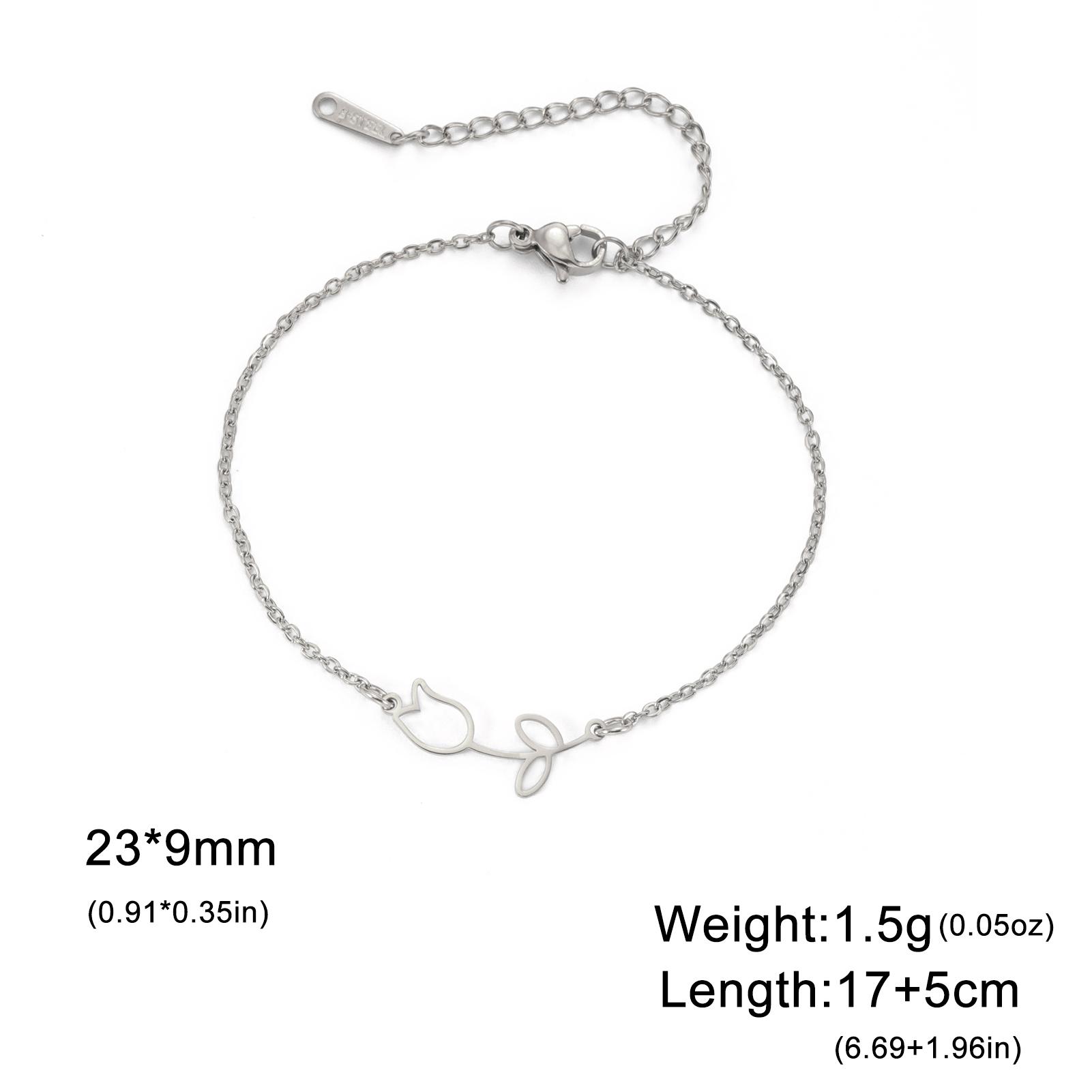 

Cazador Tulip Flower Bracelet for Women Girls Kpop Stainless Steel Double Layers Beads Chain Bracelets Jewelry Birthday Gift New 17-22 cm