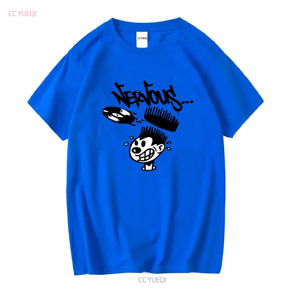 Nervous Records Promo T Shirt Classic Hip Hop Long or Short Sleeves Vintage Washed Slightly Casual Graphic Stretched Versatile