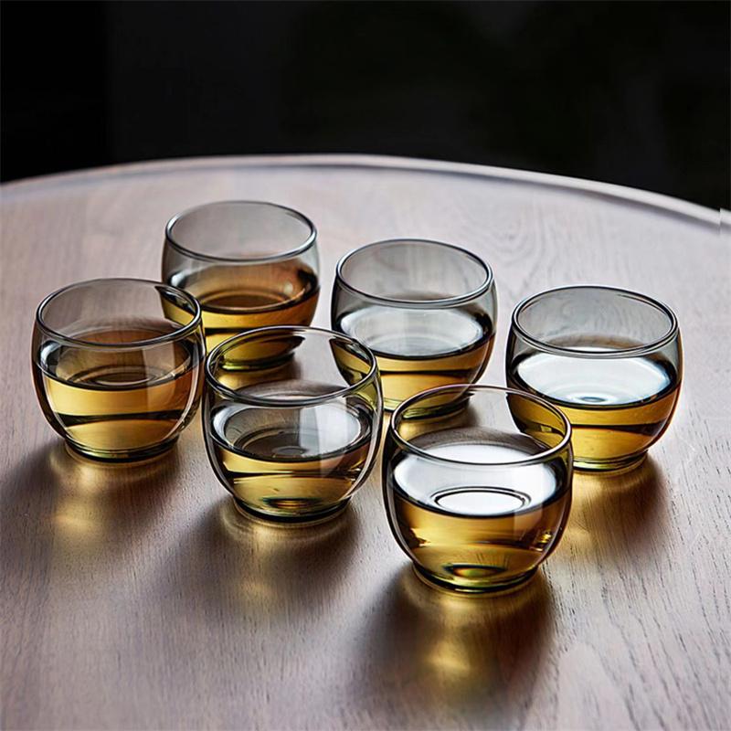 6pcs/Lot 100ml Small Kung Fu Tea Cup Heat Resistant Puer Glass Teacup Tasting Sake Wine Cup Tea Set Accessories Teaware
