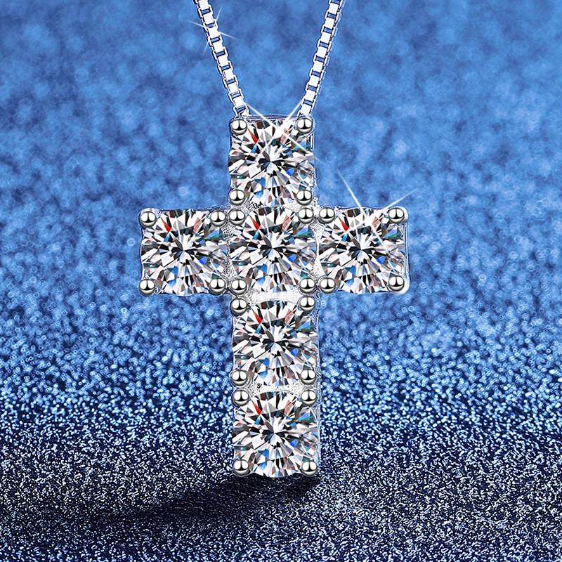 3ct Cross Necklace With Moissanite Dainty Clavicle Chain Women