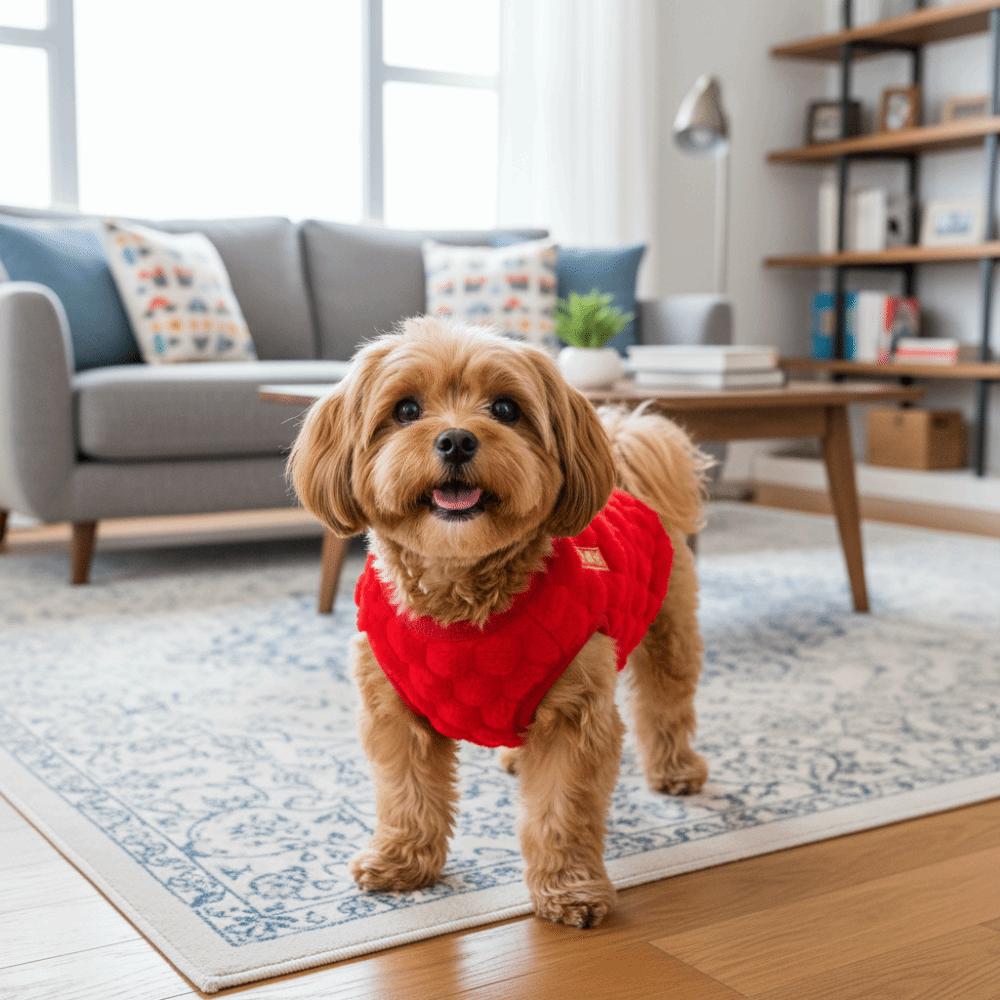 Pet Clothes Warm Dancing Lion Cat Coat Red Fluffy New Year Pet Vest Embroidered Soft Winter Dog Jacket Puppy Dogs