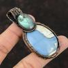 Owyhee Blue Opal Pendant Copper Wire Wrapped Pendant Handmade Gemstone Pendant Labradorite Jewelry Wire Wrap Pendant Copper Jewelry For Gift