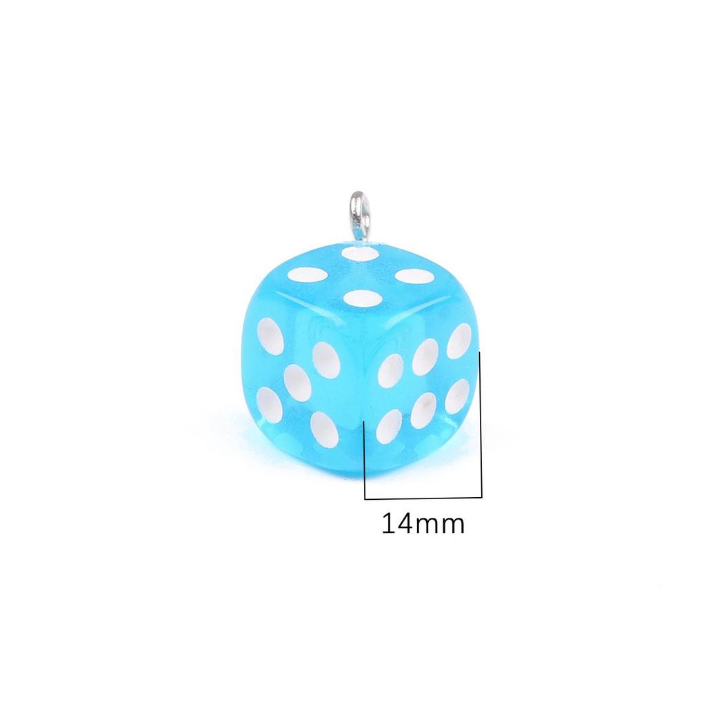 6/10Pcs 14mm Resin Dice Pendants For Jewelry Making DIY Necklace Bracelet Earring Accessories