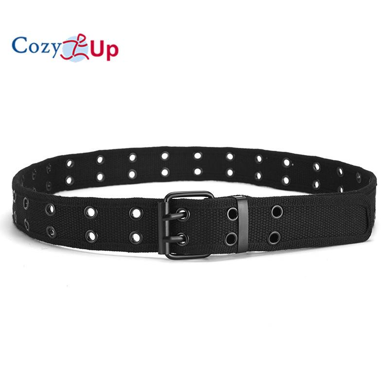 Double-pin Buckle Soft Cotton Double-row Hole Punk Style Personality Men and Women Decorative Wide Belt