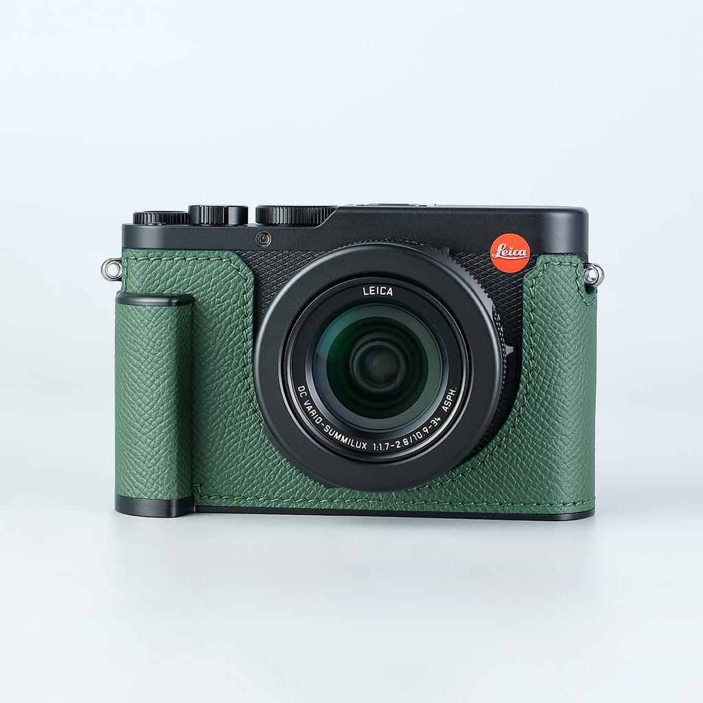 SIUTATDSH Camera Half Case for Leica Vintage Metal Genuine Leather Instant Camera Protective Case Stylish Portable Shockproof D-LUX 8, (Green D)