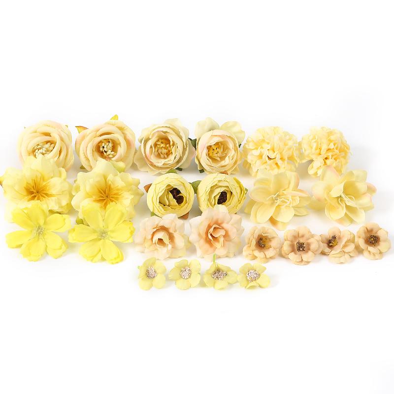 Orange Series Silk Artificial Flowers for DIY Headdress, Clothing Accessories, and Decorative Straw Hat Embellishments.