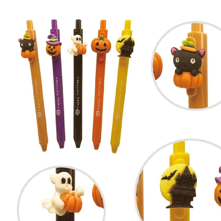 5Pcs Halloween Retractable Gel Pen School Stationery Supplies for Women Student Writing Noting Journaling