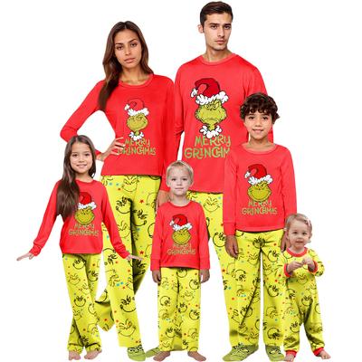 Weihnachtsdruck Süßes Familienset Schlafanzug, Hauskleidung, Familienset Langarm Oberteil Hosen Set