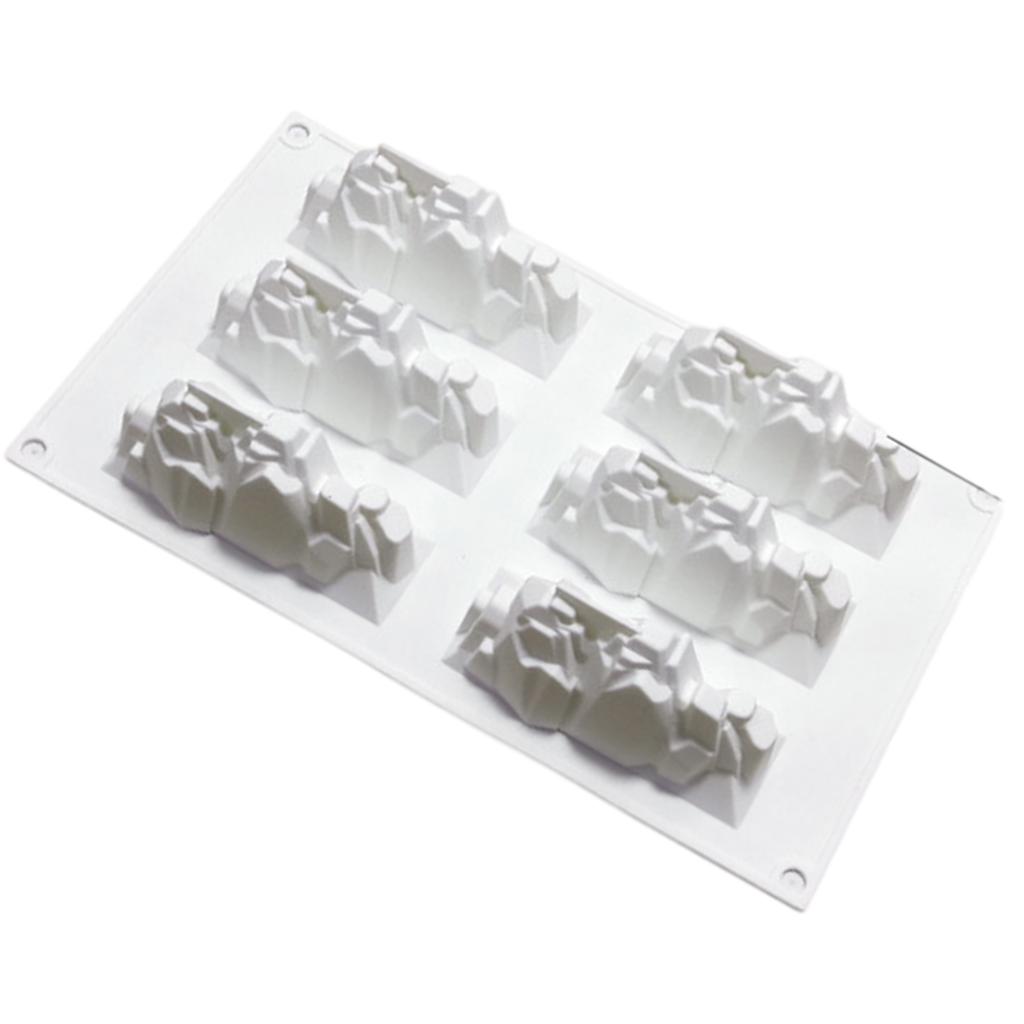 6 Cavity Silicone Mousse Cake Mold Mountain Shape Flexible Baking Molds for Baking and Dessert Nonstick Bread Making