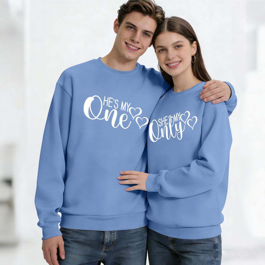 Men's Round Neck Long Sleeve Top, Unisex, Couple Casual Sports Top Set