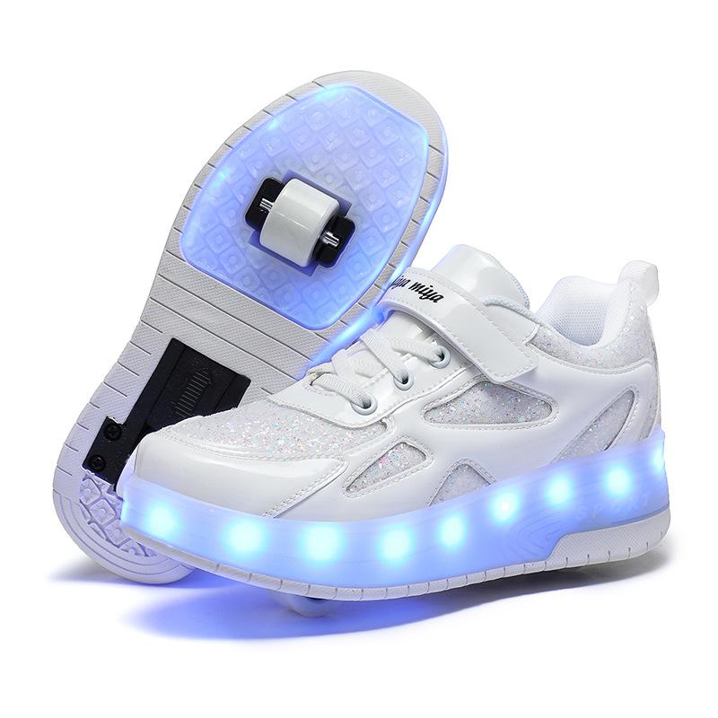 Children's Runaway Shoes Invisible Double Wheels Removable Teenagers Charging with Lights Colorful Luminous Roller Skates