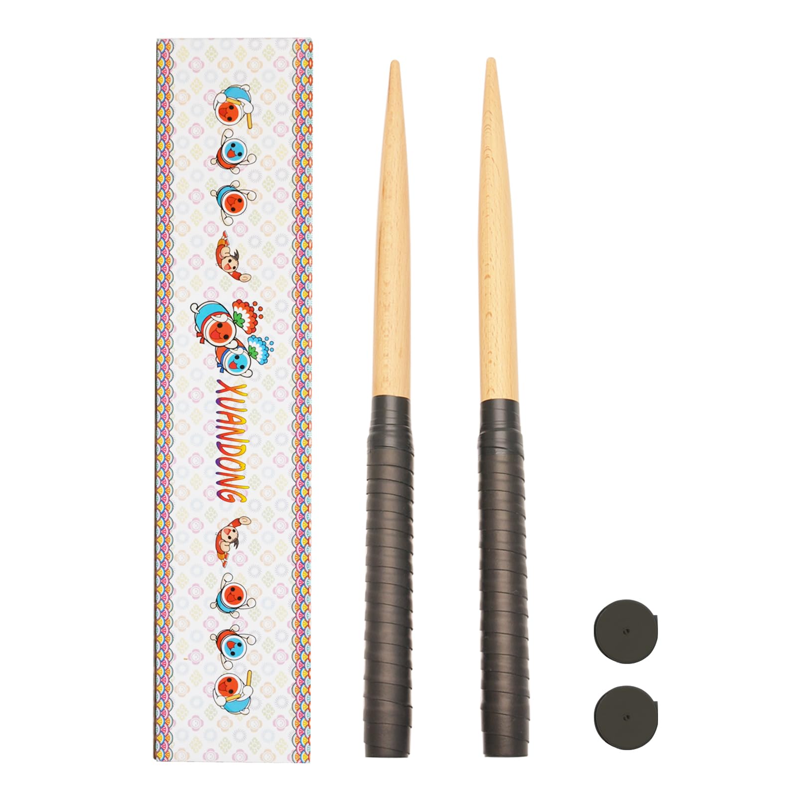 

XUANDONG Сменные рукоятки для Taiko no Tatsujin Taiko Глянцевые конические барабанные палочки из твердой древесины с заостренным концом, Легкие в использовании, Аркадный набор из 2 запасных рукояток 10 чёрный