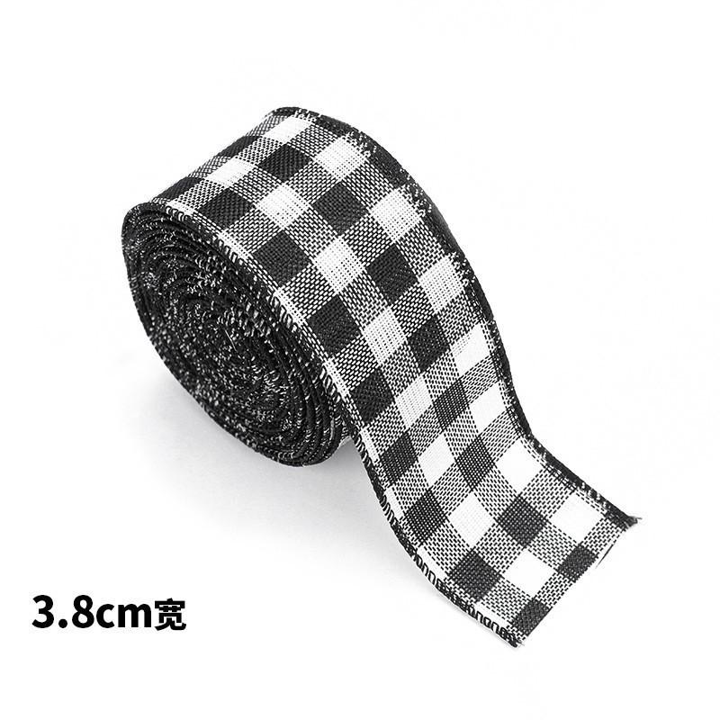 2M Imitation Hemp Christmas Black And White Checkered Ribbon Gift Packaging Christmas Flower Garland Bow Decoration Tie straps