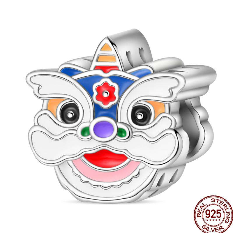 Year Series Copper Lucky Fit 3Mm Bracelets Diy Jewelry Cat God Of Wealth Lion Dance Koi Fish Charms Bead