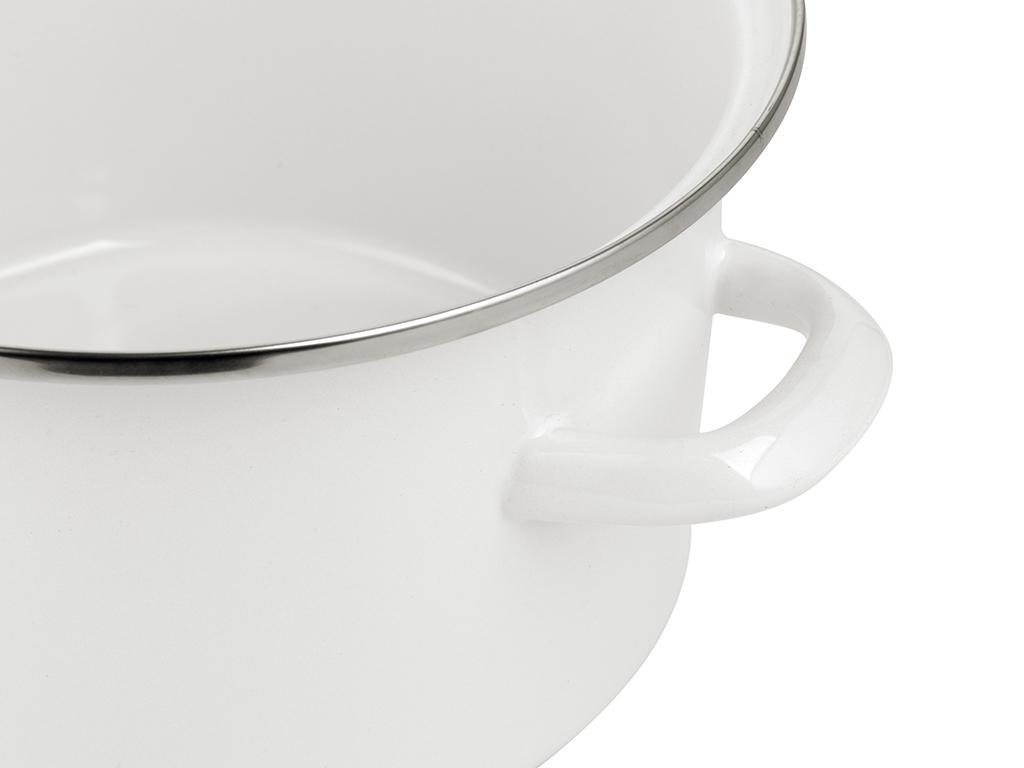 Garnek Emaliowany Prosty Gładki 22Cm 5,2L Kremowy