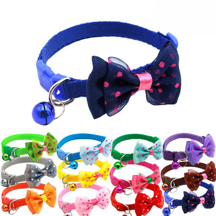 

Pet Bow Collar Bell Dot Cat Collar Dog Collar Cat Head Collar 1.0CM