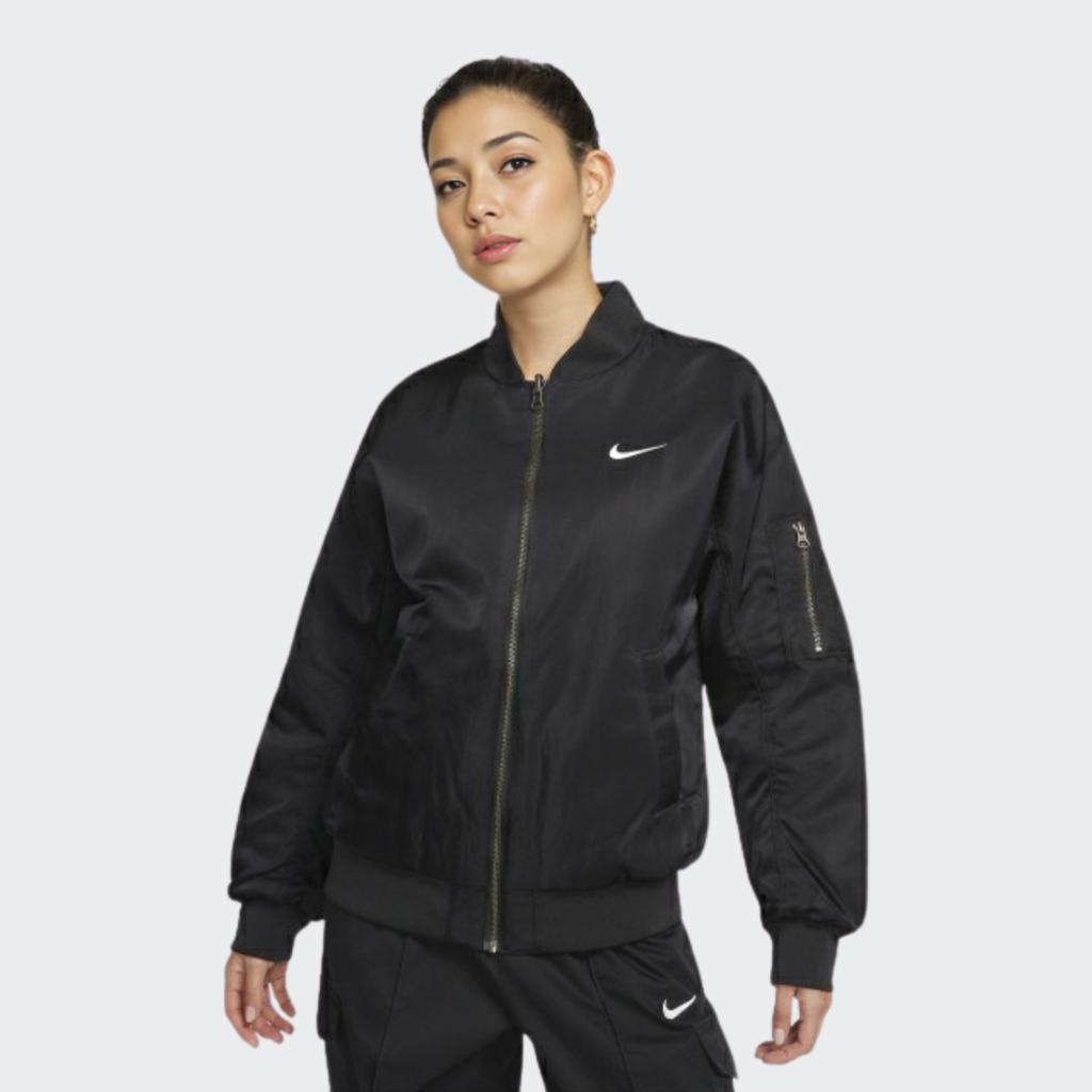 Nike Embroidered Logo Reversible Zip-Up Long Sleeve Jacket Women Jacket Black DV7877-010