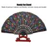 Chinese Fan Decorative Stand Handy Fan Display Holder Bamboo Folding Fan Stand(Dull-Red)