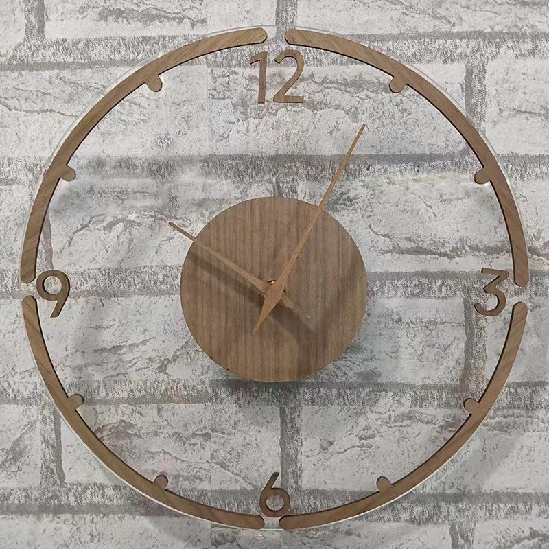 DIY Handmade Dried Flower Embossed Wall Clock with Wood Grain Border