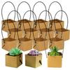 10 Stück Kraftpapier Sukkulenten Pflanzenboxen Wasserdicht Faltbar Mini Blumentöpfe Tragegriffe Handheld Pflanzenboxen Geschenkverpackung