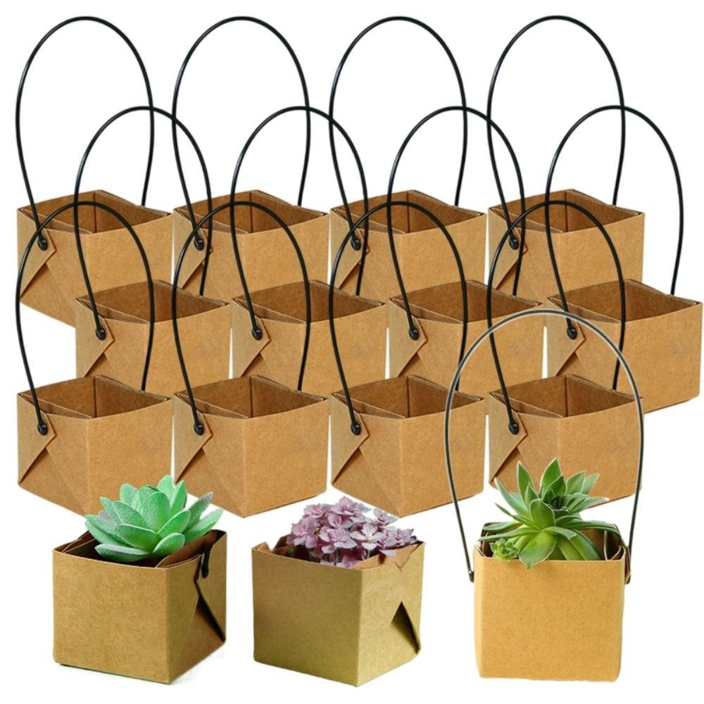 10 Stück Faltbare Kraftpapier Pflanztöpfe Kraftpapier Handpflanzboxen Sukkulentenpflanzung