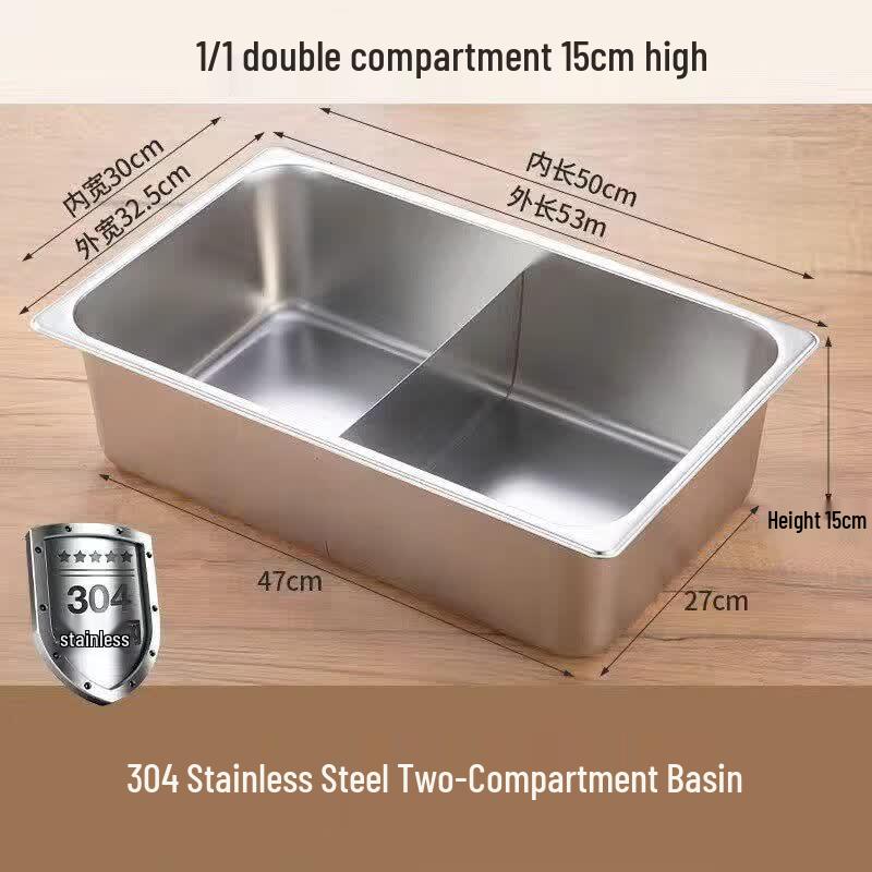 Zhebu 304 Stainless Steel Two-Compartment Serving Tray