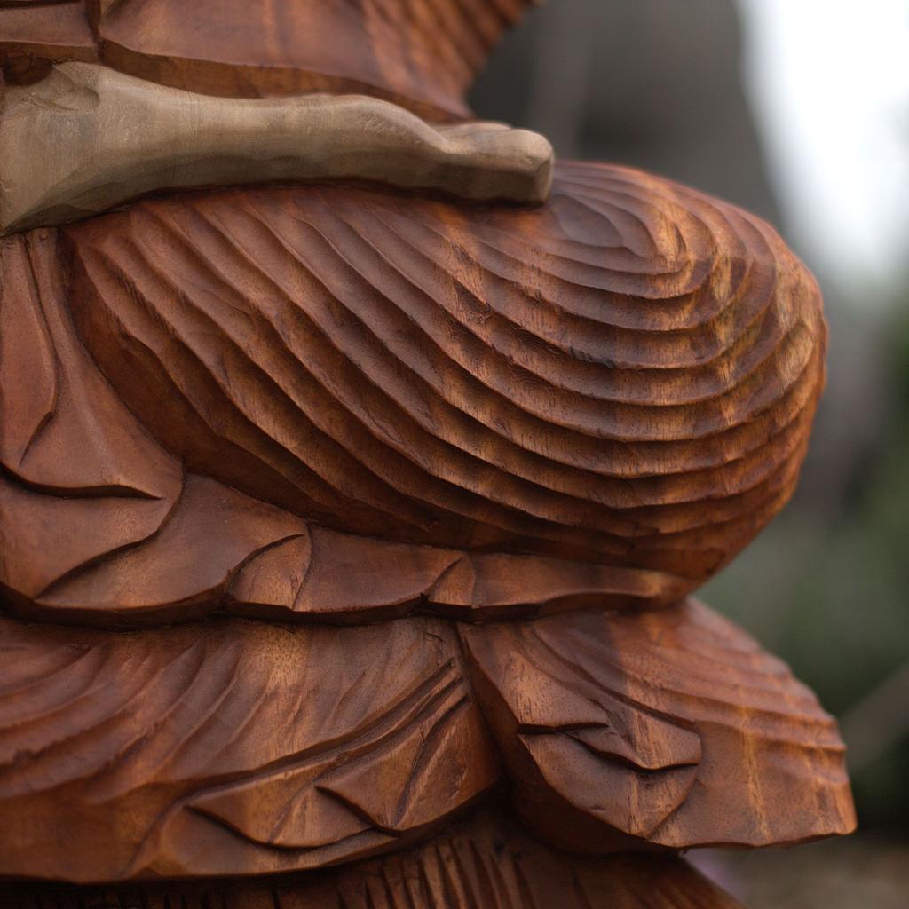 Buddha Statue Thinking Hand-Carved Suar Wood 25cm