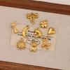3Pcs Cute Small Bear/Luckly Clover/Heart/Sun Flower Charms PVD Plated Gold Pendants DIY Necklace Bracelet Earring Jewelry Making
