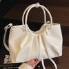 Vintage Pleated Women Crossbody Bag Fashion Pu Leather Tote Bucket Bag Large Capacity Commuting Shoulder Handbag