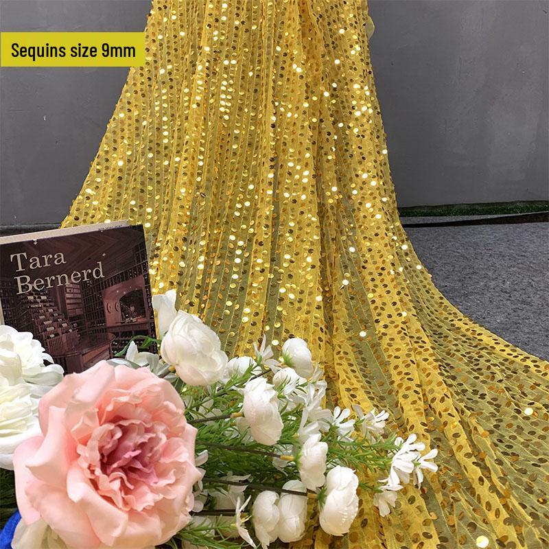 Gold & Silver Glitter Sequin Fabric for Wedding & Birthday Decor