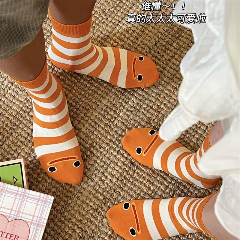 Funny Cotton Cartoon Eel Socks Harajuku Street Sweat-absorbent Stripes Socks Casual Breathable Mid Tube Socks