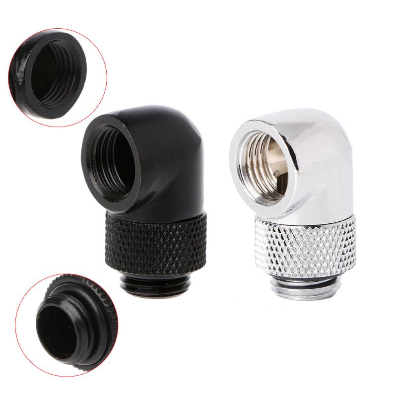 Barrow G1/4" 90-Degree Female To Female Extender Fittings - 4-Pack, Black, For PC Water Cooling