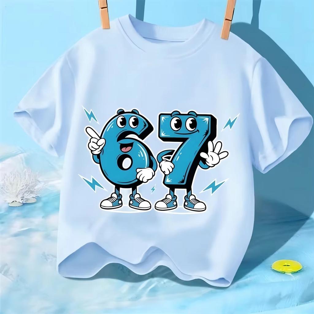 Kids 67 Themed Colorful Print TShirt Soft Cotton Fabric Breathable and Comfortable Ideal for Toddlers and Childrendf0317