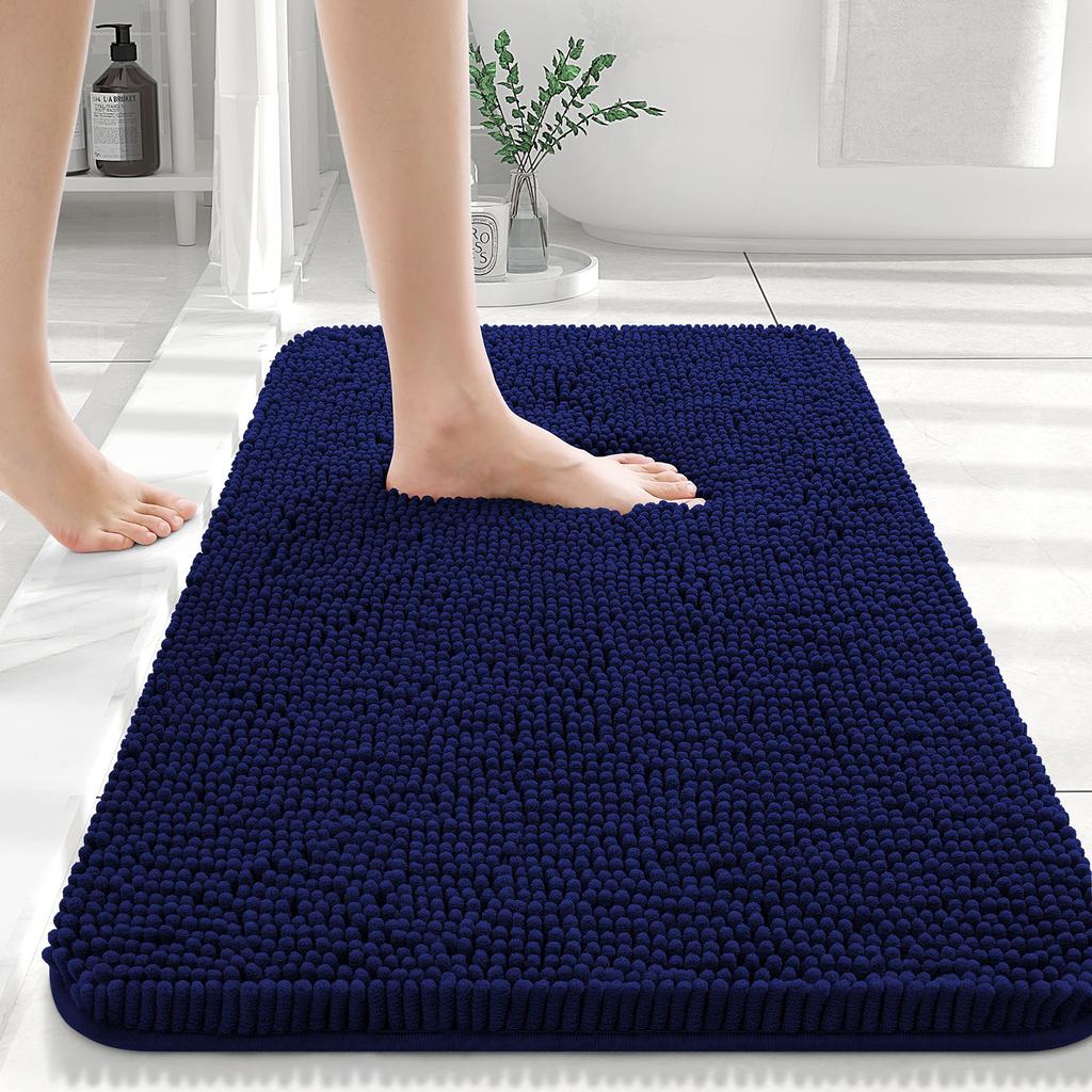 HAPIHAPPY New Chenille Bathroom Rug Mat Extra Soft Thick Absorbent Shaggy Bath Mats Non-Slip Machine Wash Dry Plush Bath Rugs