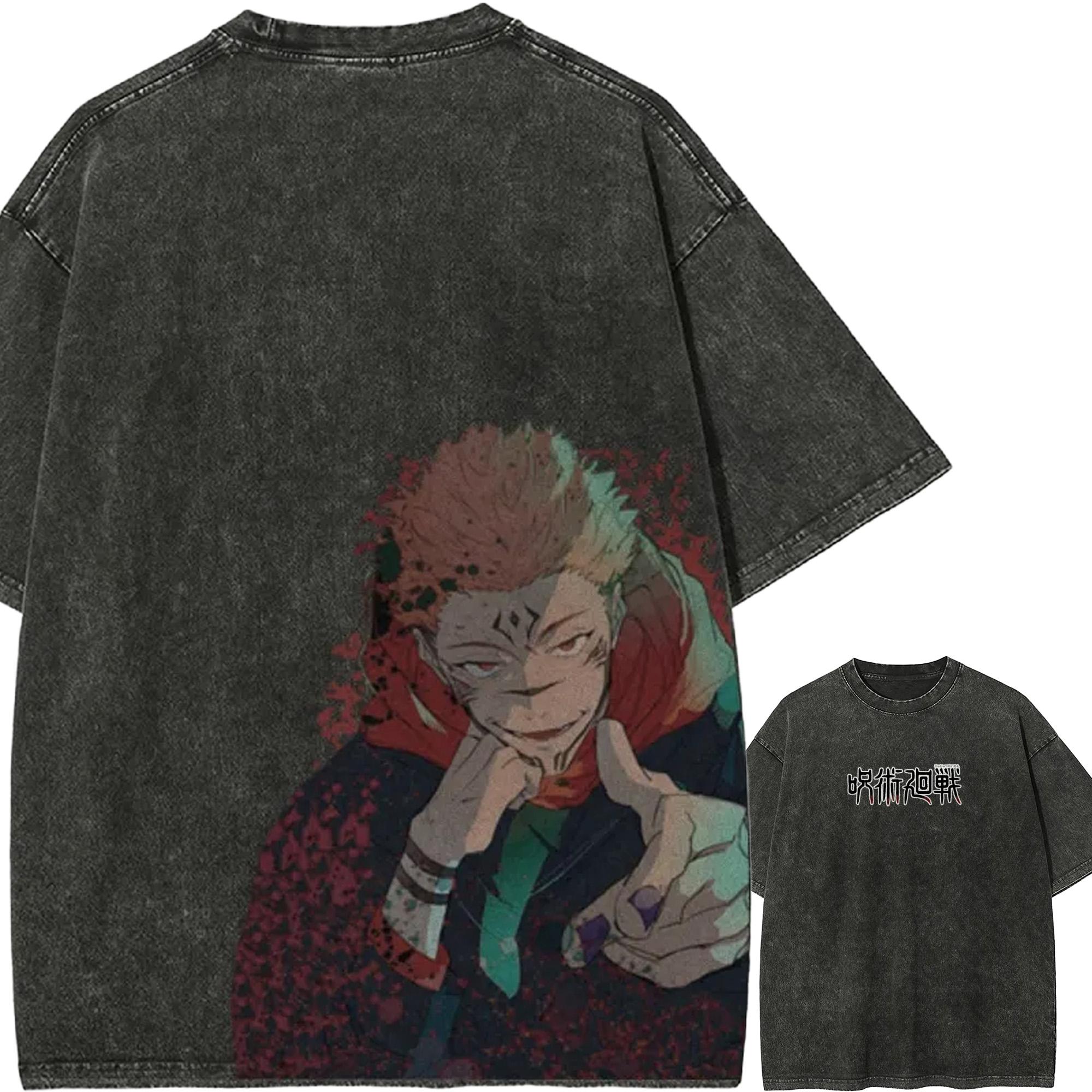 

Sukuna Finger Point T-shirt Jujutsu Kaisen T Vintage Washed Oversized Retro Anime Harajuku Streetwear Graphic Manga Men Clothing M