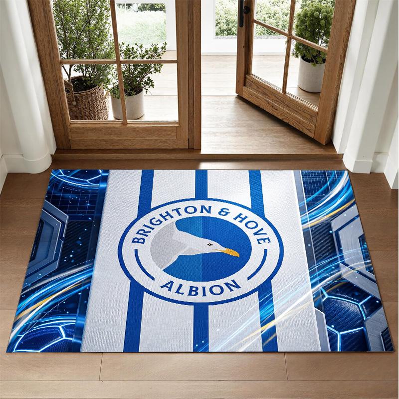 Brighton & Hove Albion Football Design Crystal Velvet Rug Soft Decorative Mat for Bedroom Entrance