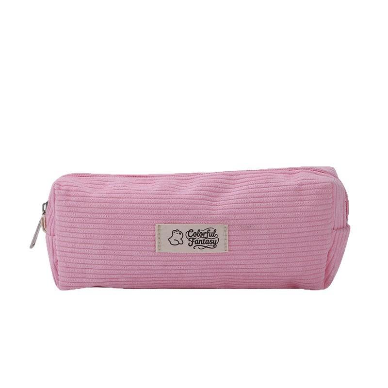 Pastel Corduroy Pen Bag With Slim Design For School And Office Use